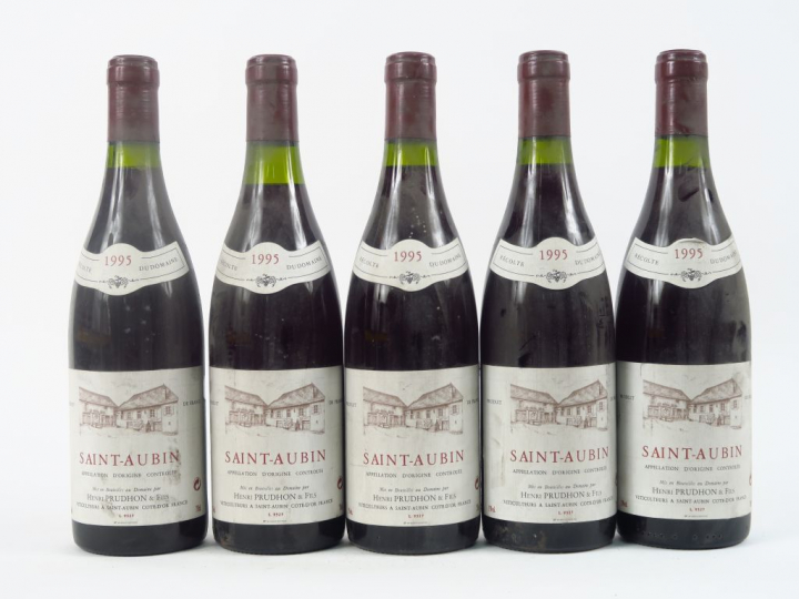 5 BOUTEILLES SAINT AUBIN H. PRUDHON ET FILS - 1995 - 1 à 3 CM