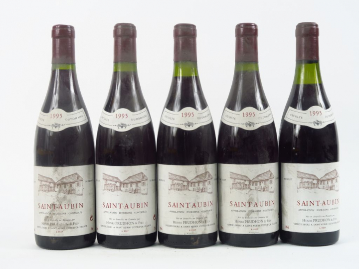 5 BOUTEILLES SAINT AUBIN H. PRUDHON ET FILS - 1995 - 1 à 3 CM