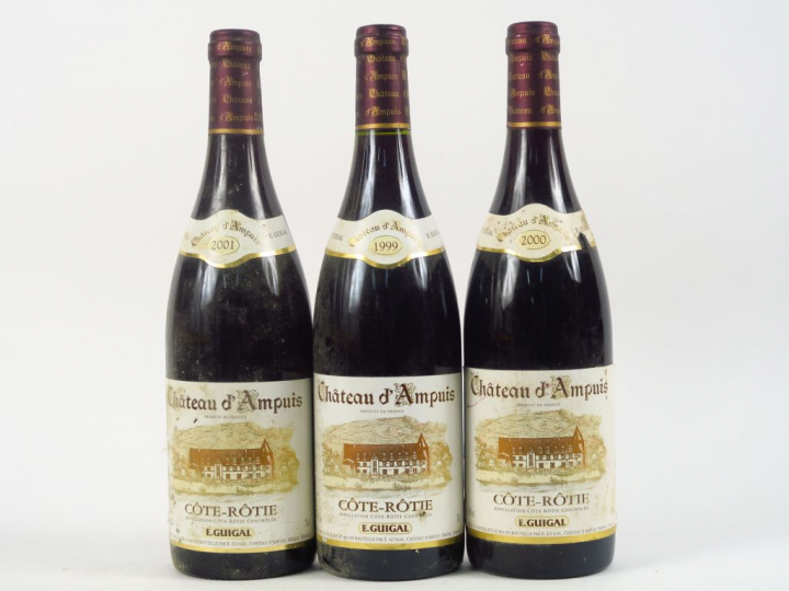 3 BOUTEILLES CHÂTEAU D'AMPUIS GUIGAL - 1 de 1999/1 de 2000/1 de 2001