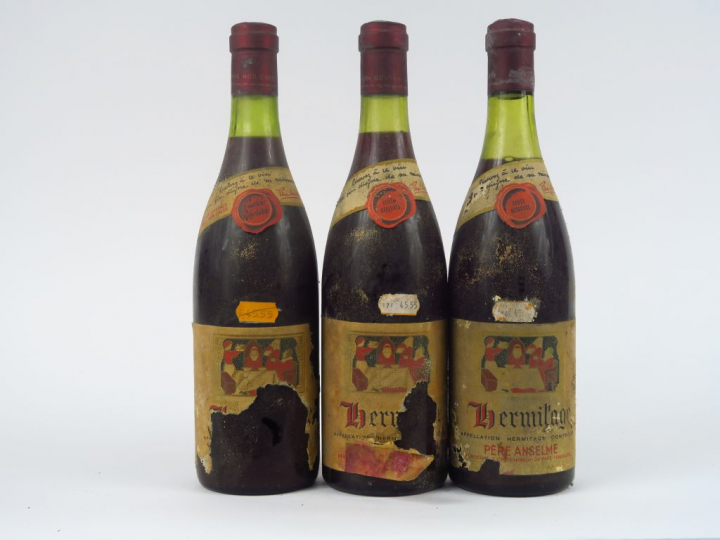 3 VIEILLES BOUTEILLES HERMITAGE PÈRE ANSELME - 2 CM/2,5 CM/3,5 CM/EA