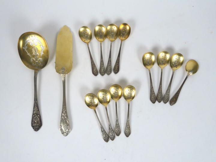 Service à glace de style Empire en argent et vermeil poinçon Minerve, 