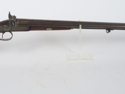 Superbe fusil de chasse juxtaposé à percussion vers 1850 de fabricatio