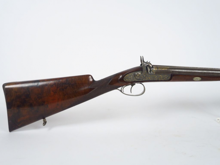 Superbe fusil de chasse juxtaposé à percussion vers 1850 de fabricatio