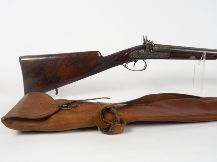 Superbe fusil de chasse juxtaposé à percussion vers 1850 de fabricatio