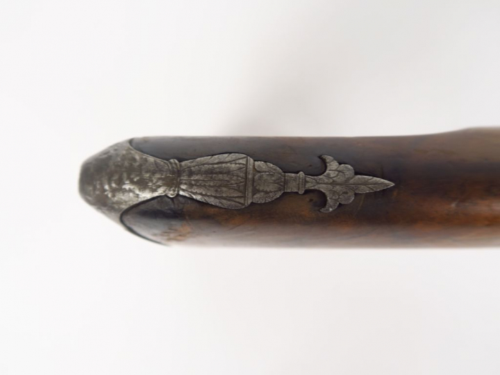 Fusil de chasse juxtaposé à percussion et platine à l'avant, arme avec