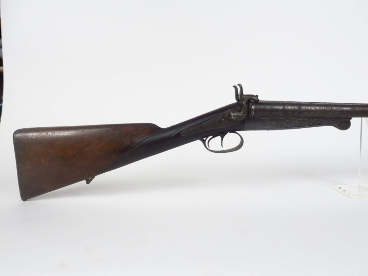 Joli fusil juxtaposé à broche système Lefaucheux calibre 16. Arme de b