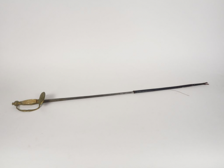 Epée de cour monture en bronze doré ciselé, plateau de garde à décor d