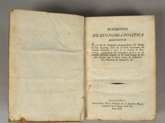 Vente aux enchères JAUMEANDREU (Fr. Eudaldo). Rudimentos de economia politico. Barcelona,