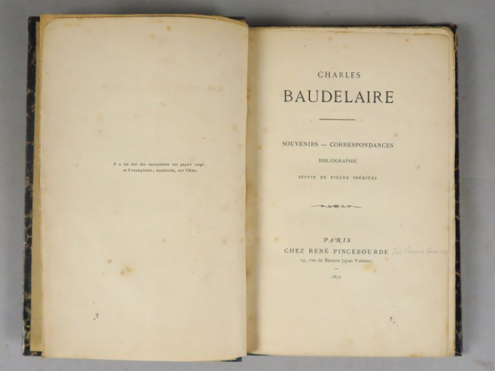 BAUDELAIRE (Charles). Souvenirs, Correspondances. Bibliographie suivie