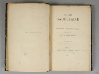 Vente aux enchères BAUDELAIRE (Charles). Souvenirs, Correspondances. Bibliographie suivie