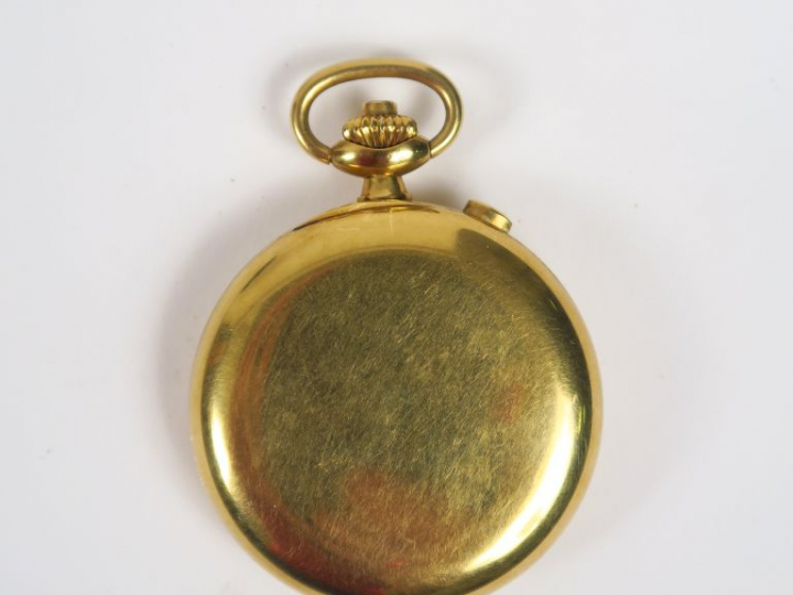 JAEGER. Chronographe de poche en or 18k (750) avec rattrapante. Cadran