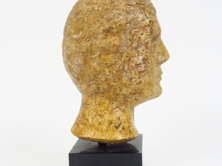 Sculpture XIXe en marbre "Portrait de jeune homme à l'antique". H. 21 