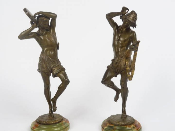 A. CARRIER. "Danseur napolitain au luth"/"Danseur napolitain au tambou