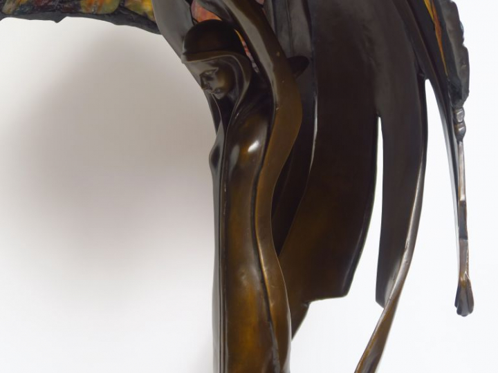 BEHRENS. Grande lampe de style Art Nouveau en bronze à patine brune et