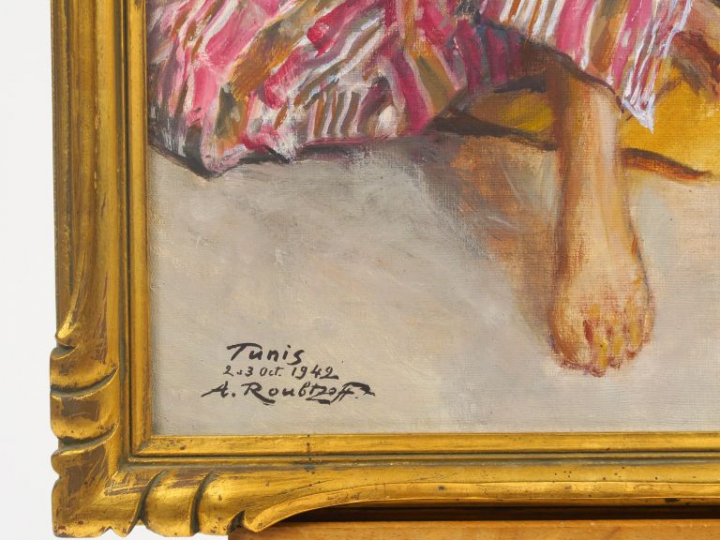 A. ROUBTZOFF. "Jamila et Hedi". Huile sur toile, signée en bas à gauch