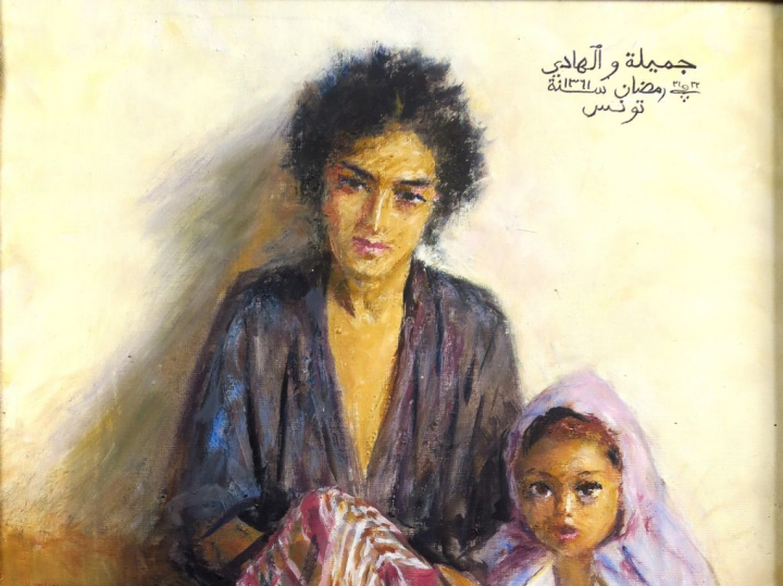 A. ROUBTZOFF. "Jamila et Hedi". Huile sur toile, signée en bas à gauch