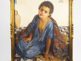 Vente aux enchères A. ROUBTZOFF. "Baya". Huile sur toile, signée en haut à gauche, située