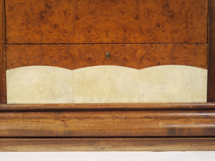 Chambre à coucher 1940 en galuchat, noyer et placage de loupe de thuya