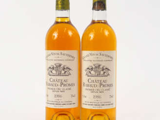 Vente aux enchères 2 BOUTEILLES CHÂTEAU RABAUD PROMIS 1er CC SAUTERNES - 1986 - BG++
