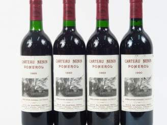 Vente aux enchères 4 BOUTEILLES CHÂTEAU NENIN POMEROL - 3 de 1989 2 BG +/1 BG - 1 de 1990