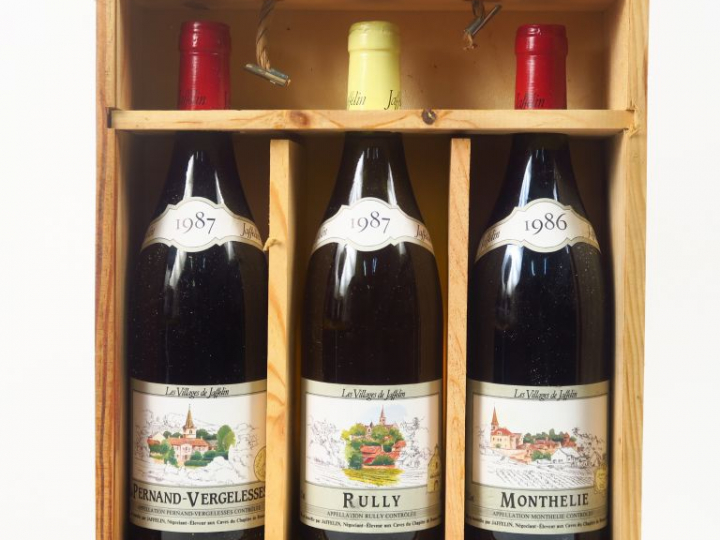 3 BOUTEILLES JAFFELIN : 1 PERNAND VERGELESSES ROUGE 1987 - 1 MONTHELIE