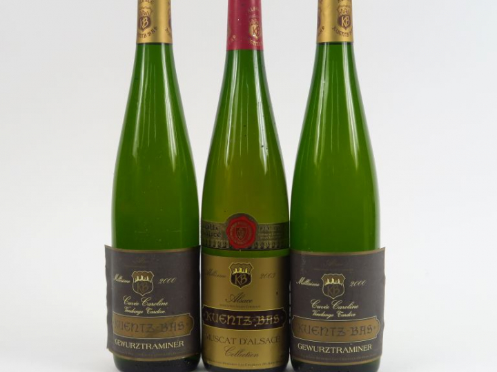 3 BOUTEILLES KUENTZ BAS : 1 MUSCAT D'ALSACE 'COLLECTION' 2003 - 2 GEWU