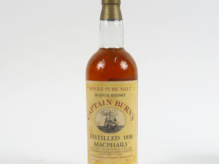 1 BOUTEILLE WHISKY MACPHAILS CAPTAIN BURN'S 40° IMPORT RYST DUPEYRON -