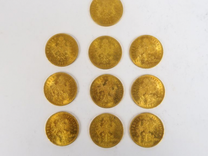 10 pièces de 8 Florins ou 20 Francs or François-Joseph Ier, 1892.  FRA