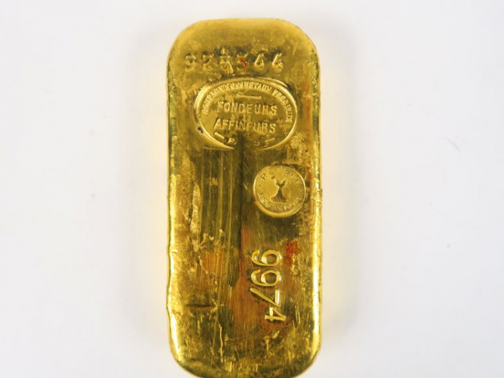 Lingot d'or n° 928544, titre or : 997,4. Poids brut : 1000 g  FRAIS AC