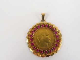 Vente aux enchères Pièce de 20 Francs or 1855-A, montée en pendentif.  Monture or jaune, 