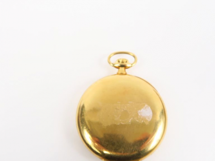 OMEGA. Montre de gousset en or jaune, cadran émaillé.  Poids tel. 59,8