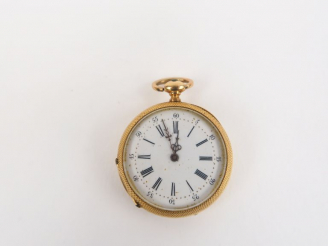 Vente aux enchères Montre de col Napoléon III en or jaune, cadran émaillé, fond gravé à d