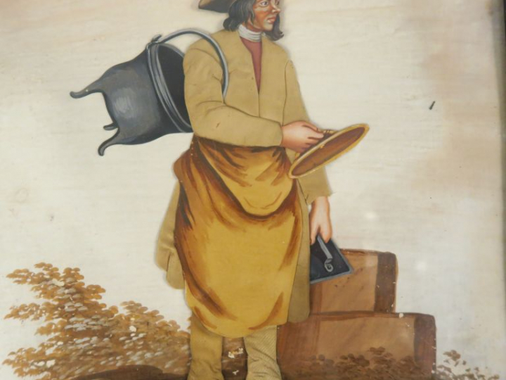 Paire d'encadrements fin XVIIIème-début XIXème en soie peinte et en re