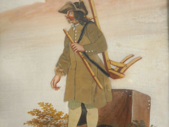 Paire d'encadrements fin XVIIIème-début XIXème en soie peinte et en re