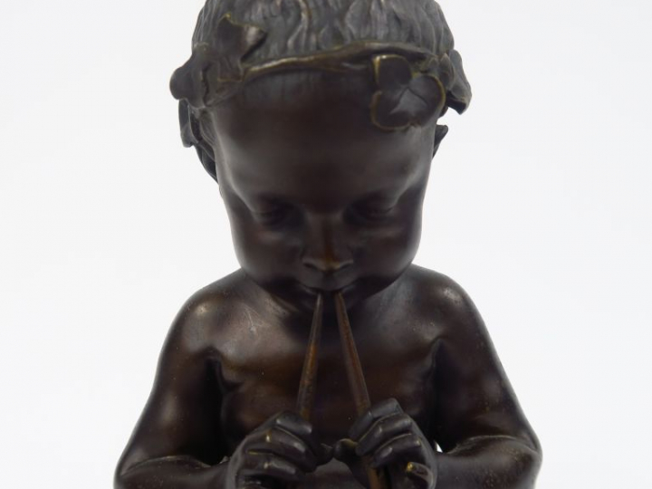 CANTRELLE "Bacchus enfant" Sculpture XIXème en bronze à patine brune. 