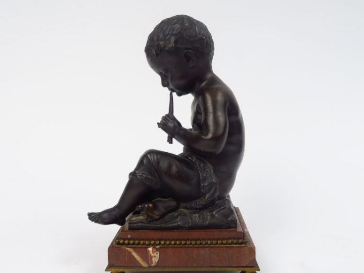 CANTRELLE "Bacchus enfant" Sculpture XIXème en bronze à patine brune. 