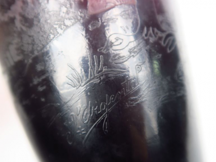D'ARGENTAL. Vase ovoïde en verre, à décor gravé en camée et à l'acide,