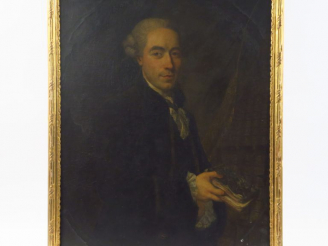 Vente aux enchères Ecole française XVIIIème. "Portrait d'homme aux livres". Huile sur toi