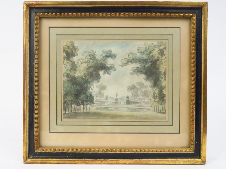 Claude Jean-Baptise HOIN "La place Louis XV à Paris en 1776" Dessin au