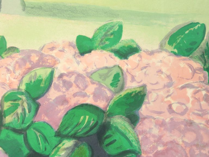 CASSIGNEUL  "Elégante sur les quais" Lithographie.  Signée en bas à dr