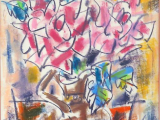 Vente aux enchères Gen PAUL. "Bouquet de fleurs". Pastel. Signé en bas à gauche.  44 x 29