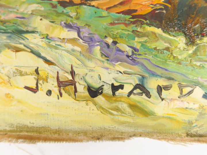 J. HURARD "Printemps étang de Berre" Huile sur toile.  Signée en bas à