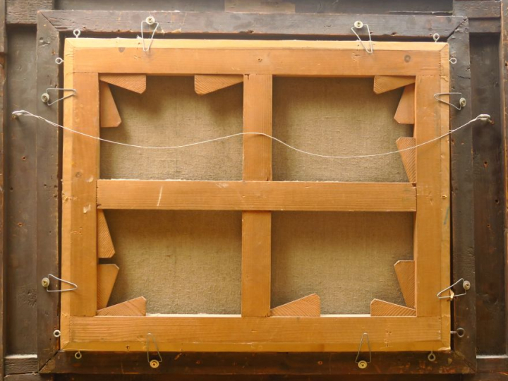 SOLOMATKIN. "Procession au crépuscule". Huile sur toile. Signée en bas