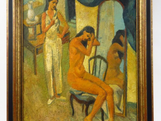 Vente aux enchères Vincent TAILHARDAT. "La toilette" Huile sur toile, signée en bas à dro