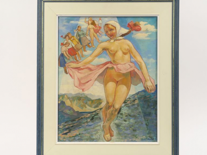 Imro WEINER-KRAL "Ronde de jeunes filles" Huile sur toile.  Signée en 