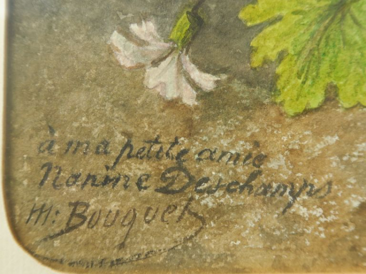 M. BOUQUET  "Nature morte aux fleurs" Aquarelle.  Signée en bas à gauc