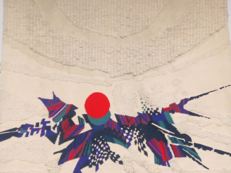 Vente aux enchères Jacques BRACHET  "Hommage à Yukio Mishima" Tapisserie E.A 1  242 x 204