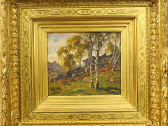Vente aux enchères Abel ORRY "Paysage" Huile sur panneau.  Signée en bas à gauche.  Dans 
