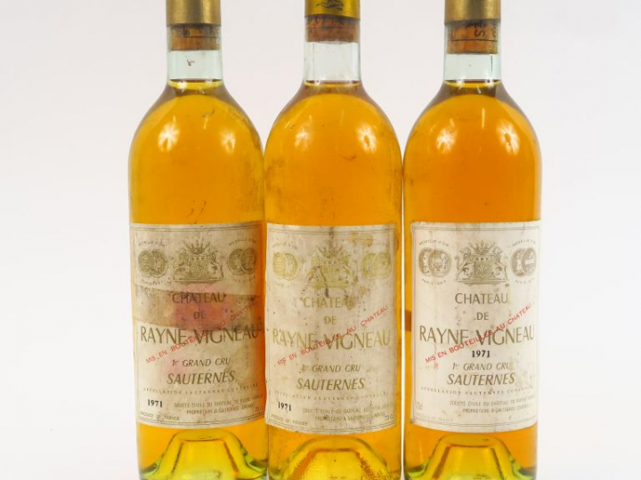 3 BOUTEILLES CHÂTEAU RAYNE VIGNEAU 1er CC SAUTERNES - 1971 - BG/ES/1 C