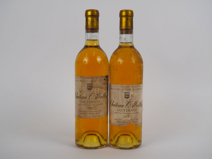 2 BOUTEILLES CHÂTEAU CLOS L'ABEILLEY SAUTERNES - 1972 - EA